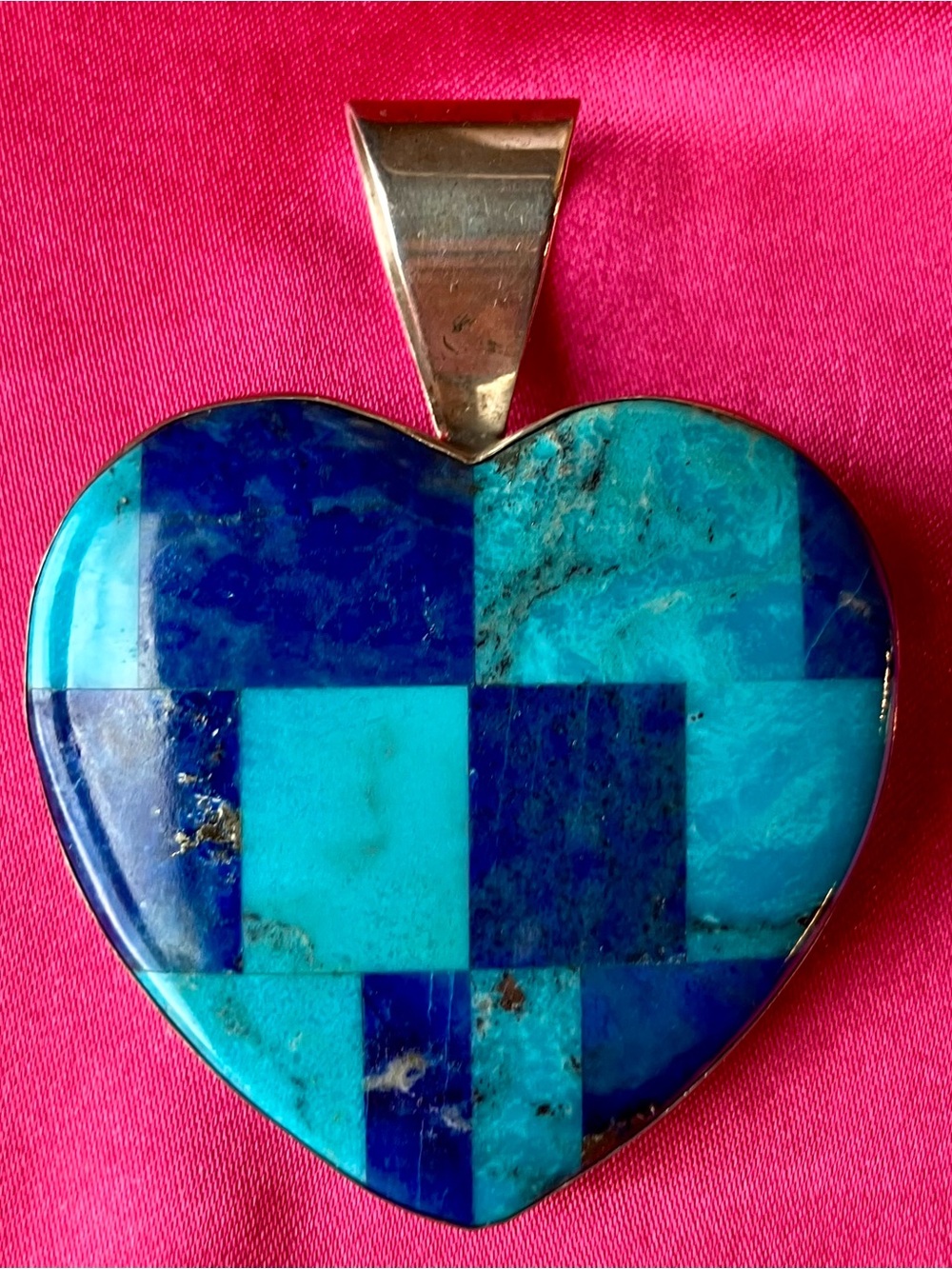 Sterling Silver Heart Pendant • Turquoise & Lapis • Mine Finds by Jay King • DTR